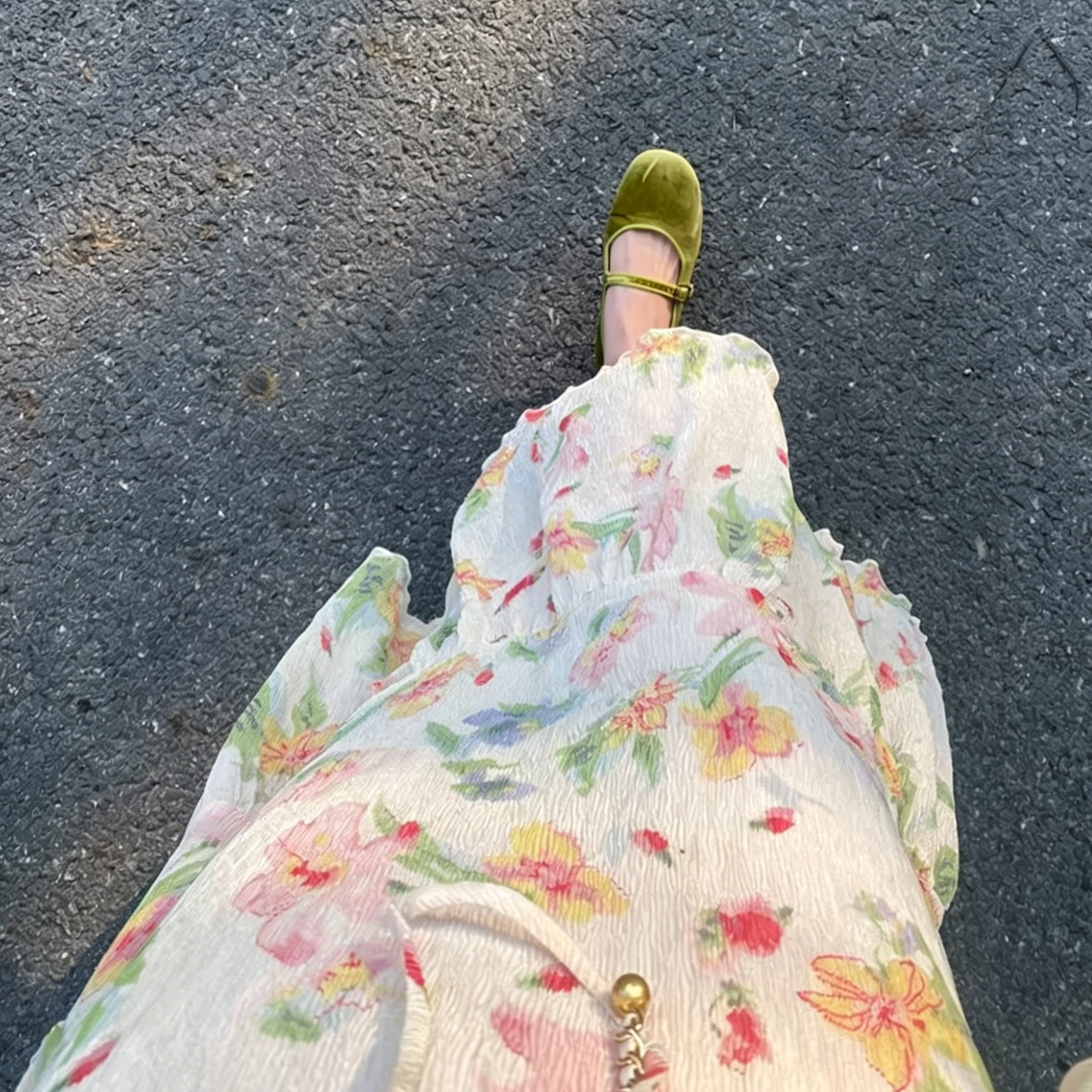 【ワンピース】フレンチ フリル リボン 花柄 春 きれいめ ウエストマーク 着痩せ 長袖ワンピース【SHシリーズ】