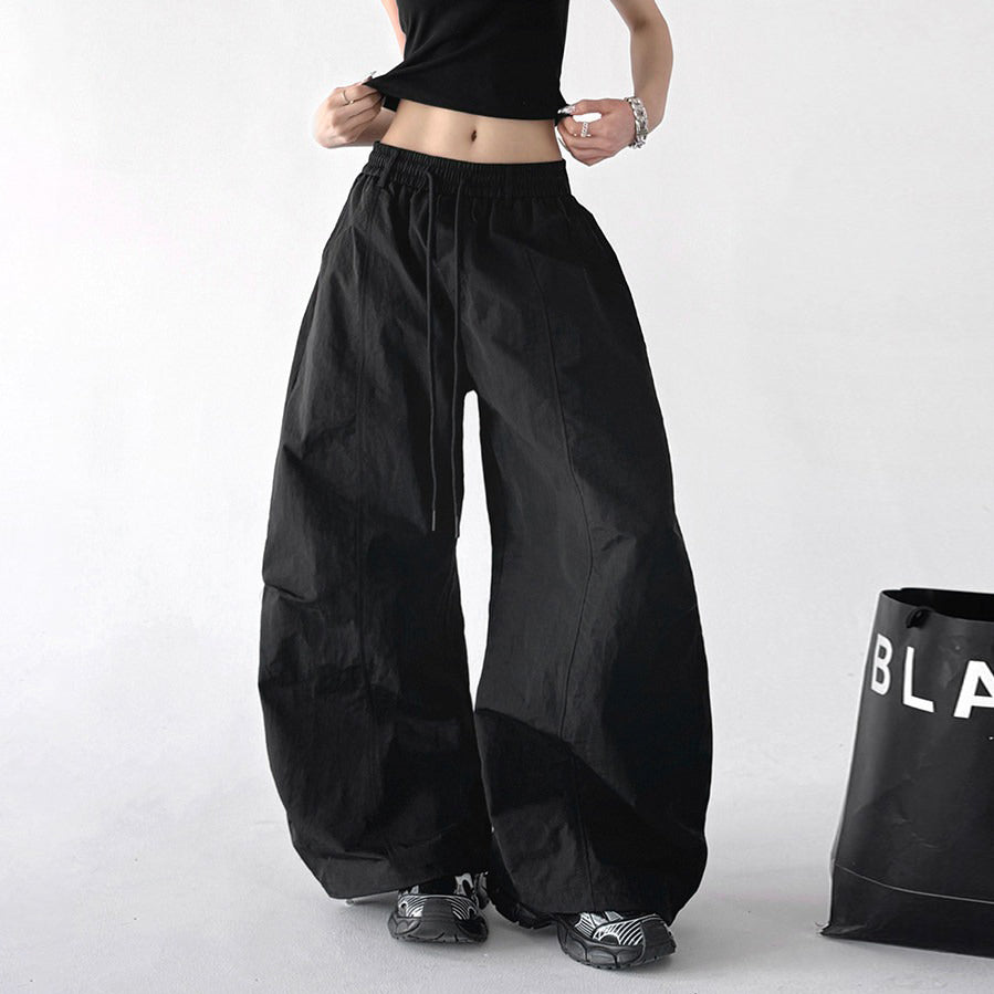 【ボトムス】美脚効果! 多幸感 ドーパミンカラー ローズレッド ワイドパンツ レディース ハイウエスト ストレート ルーズシルエット カジュアルパンツ【FCシリーズ】