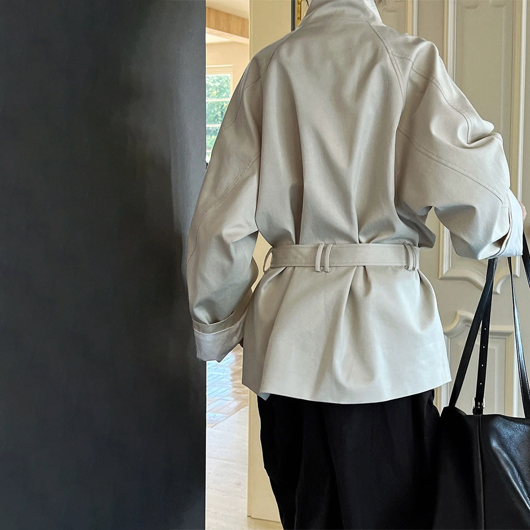 【アウター】秋 スタンドネック 着痩せ 高品質 春秋 トレンチコート【SNシリーズ】