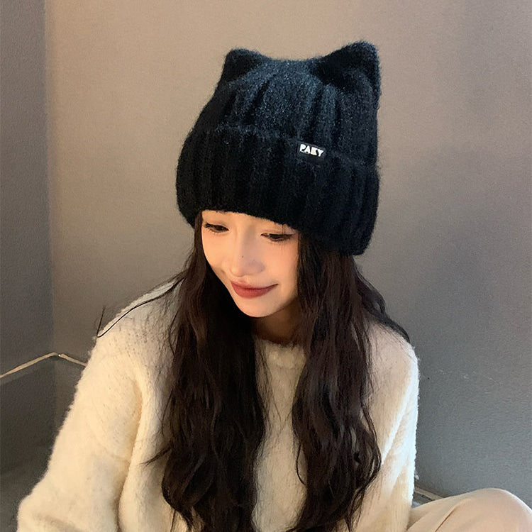 【グッズ】猫耳ニット帽 秋冬 レディース 新作 保温 可愛い 韓国カジュアル ハット