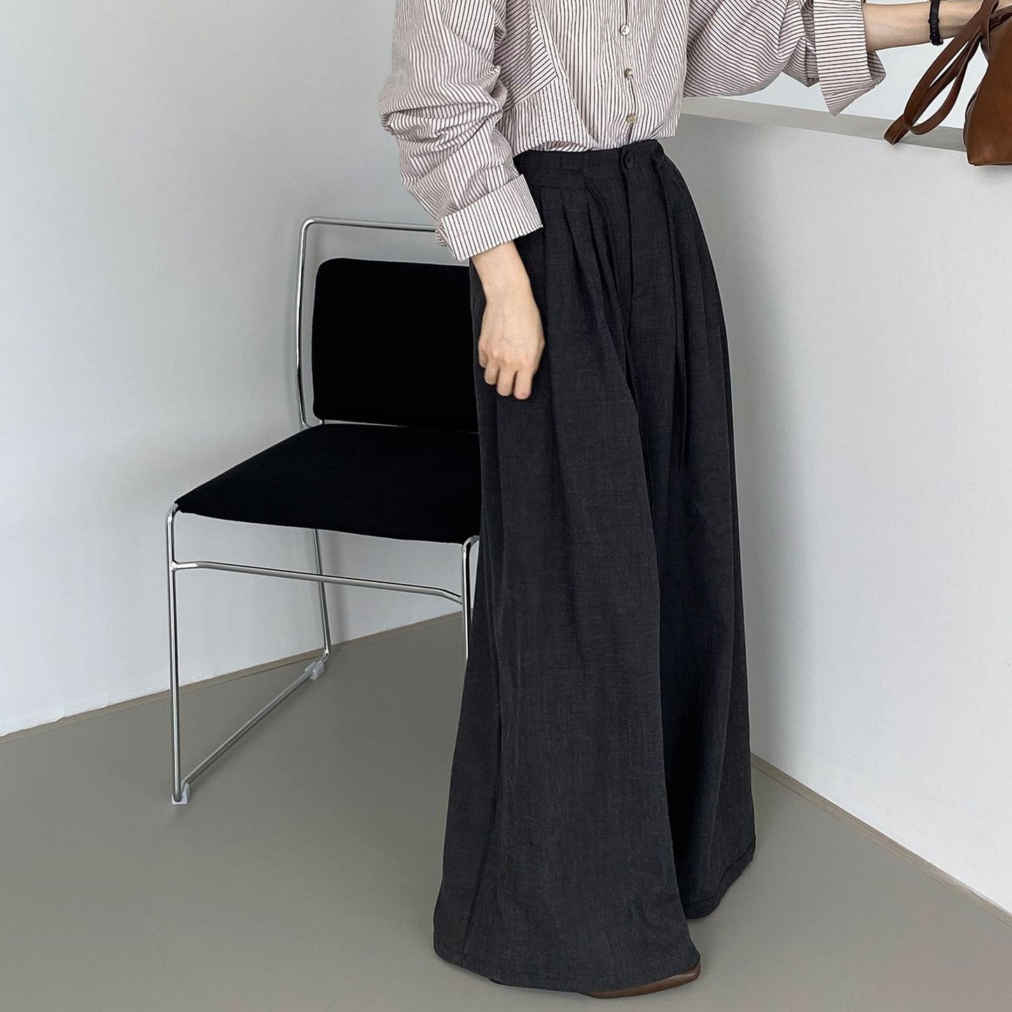 【ボトムス】 春秋 韓国風 ハイエンド プリーツ ワイドパンツ|通勤にも最適な美脚ロングボトムス【JZシリーズ】【SNシリーズ】