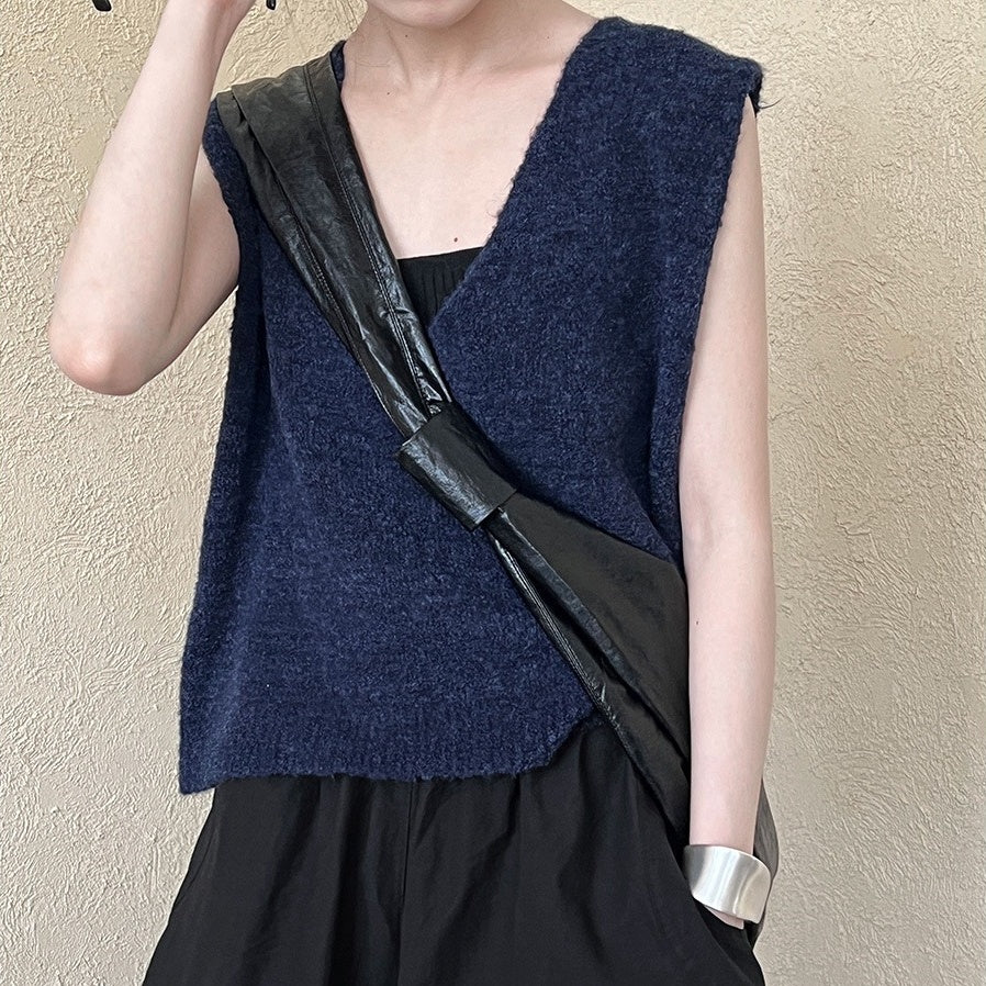 【トップス】春秋 無地 合わせやすい 肌触りいい Vネック ベスト【SNシリーズ】