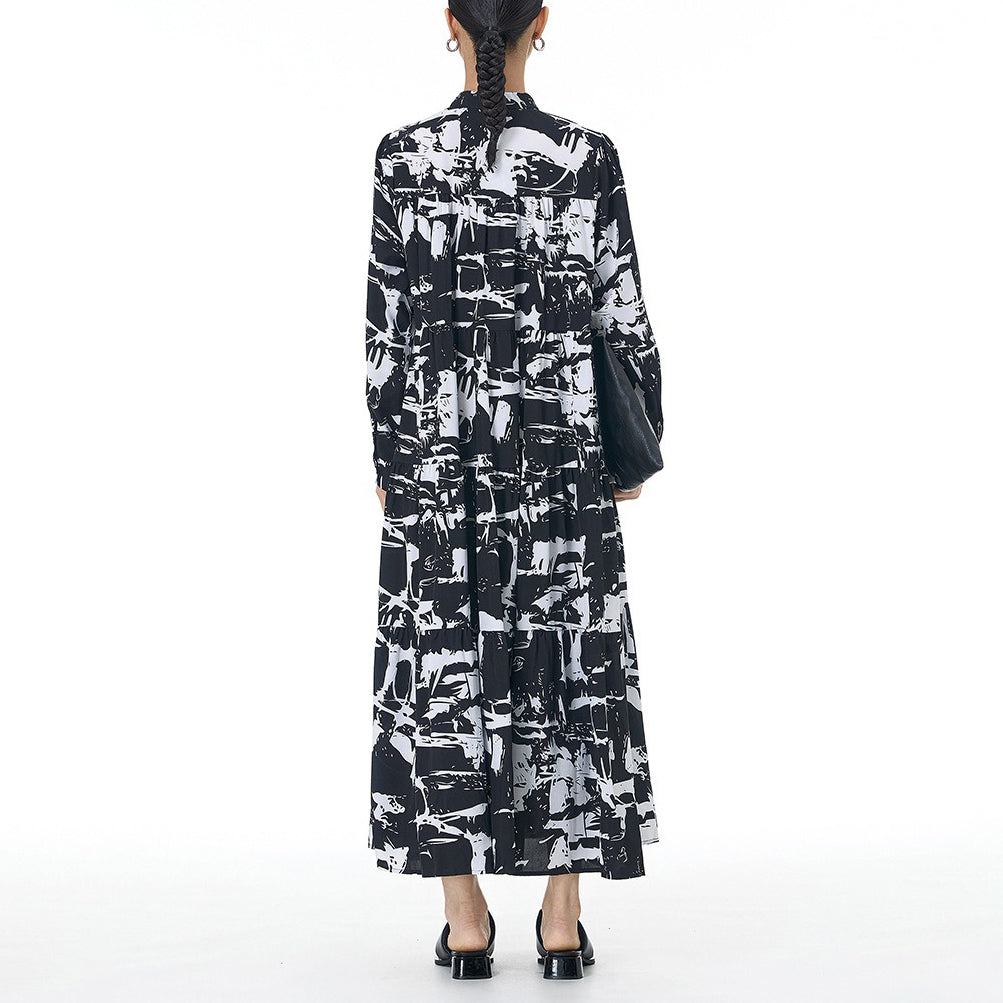 【ワンピース】春秋冬 ボヘミアン風 大きいサイズ ゆったりシルエット スリム見せ 長袖ワンピース【SHシリーズ】