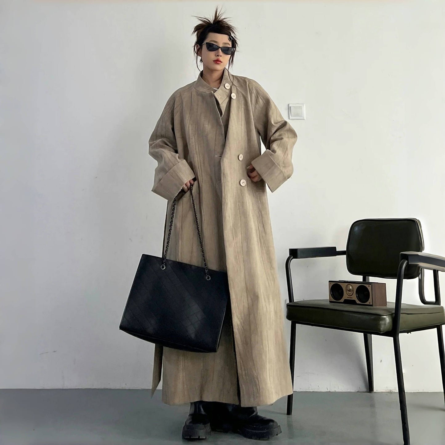 【アウター】カジュアル 秋冬 シンプル 着痩せ ヴィンテージ加工 トレンチコート【FCシリーズ】