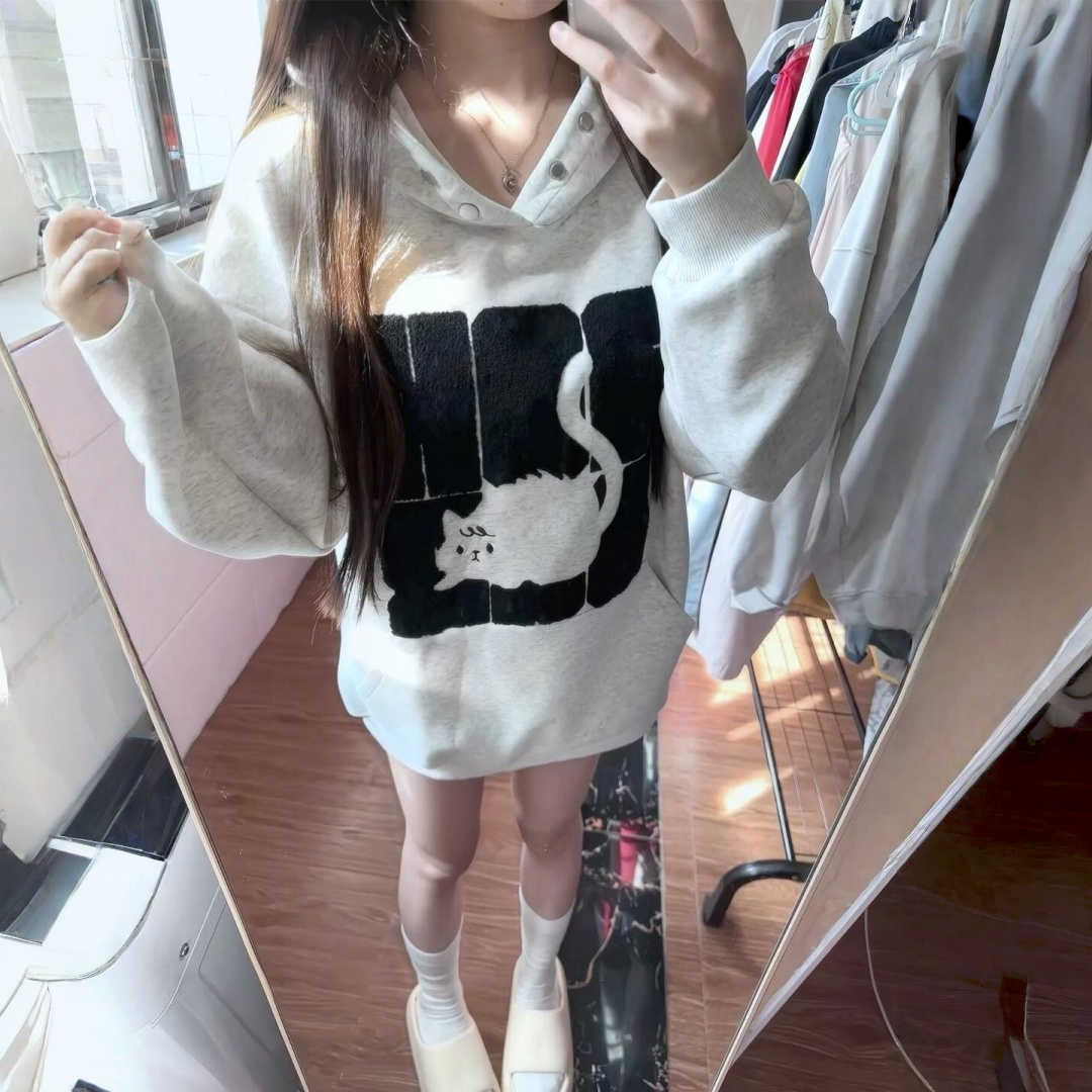 【60%OFF⭐️先行スタート!】【トップス】ネコ 春 秋 冬 裏起毛 厚手 パーカー 【FCシリーズ】