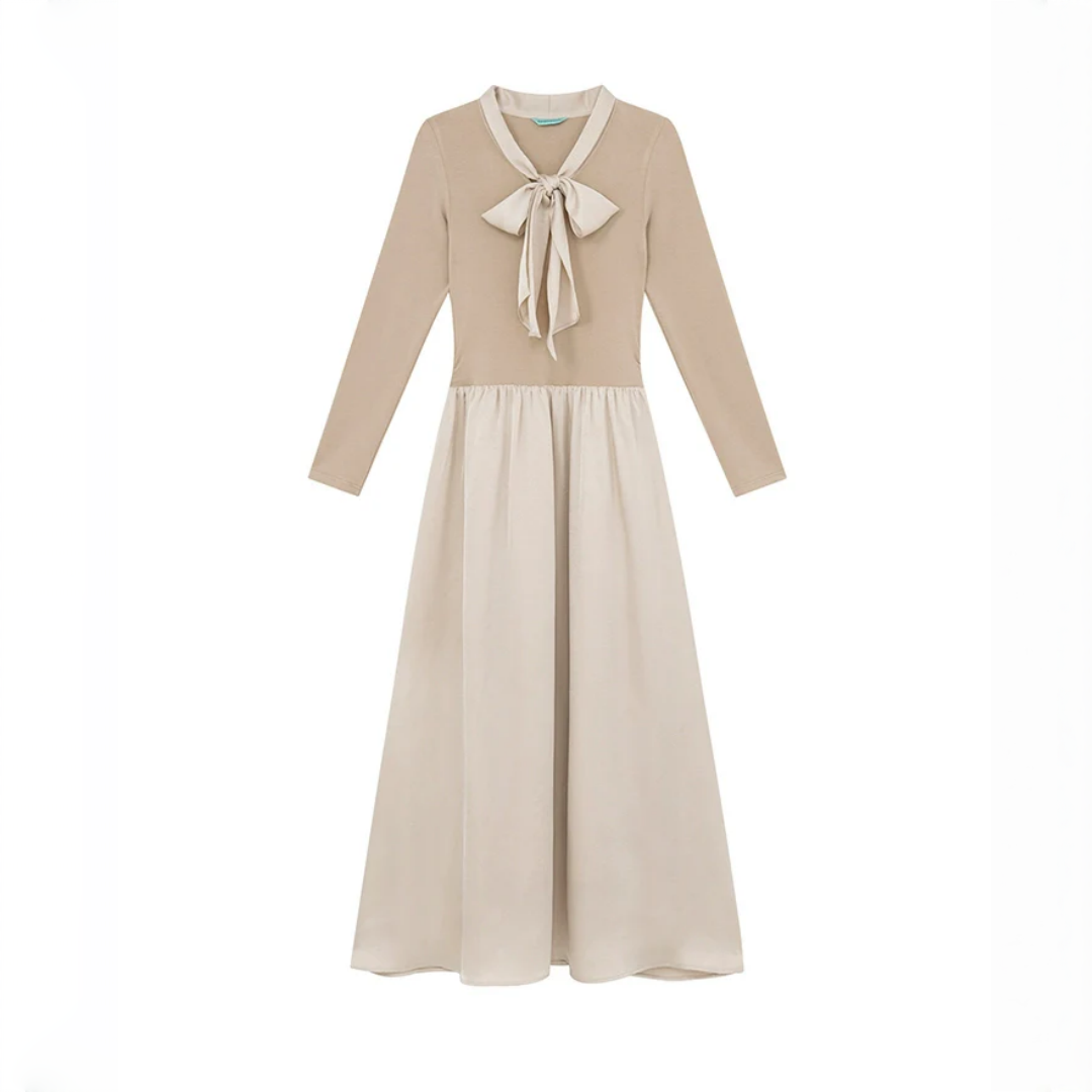 【ワンピース】春 秋 冬 リボンタイ 切り替え 長袖 ワンピース 【JZシリーズ】