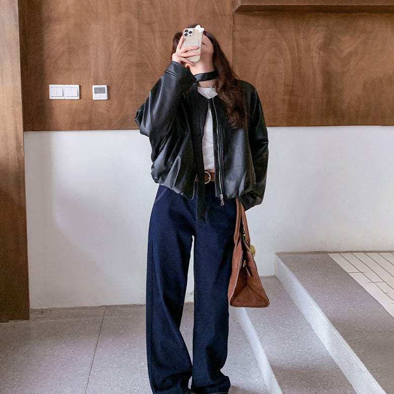 【アウター】 アメリカンヴィンテージ風 PUレザージャケット ゆったり おしゃれ 【JZシリーズ】