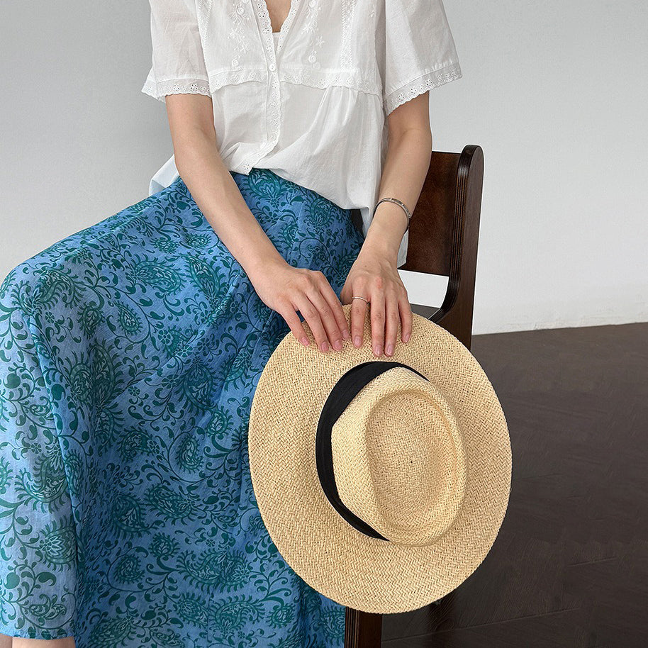 【ボトムス】韓国風コーデ万能 夏新作 細見えハイウエスト 花柄ミモレ丈スカート【SHシリーズ】