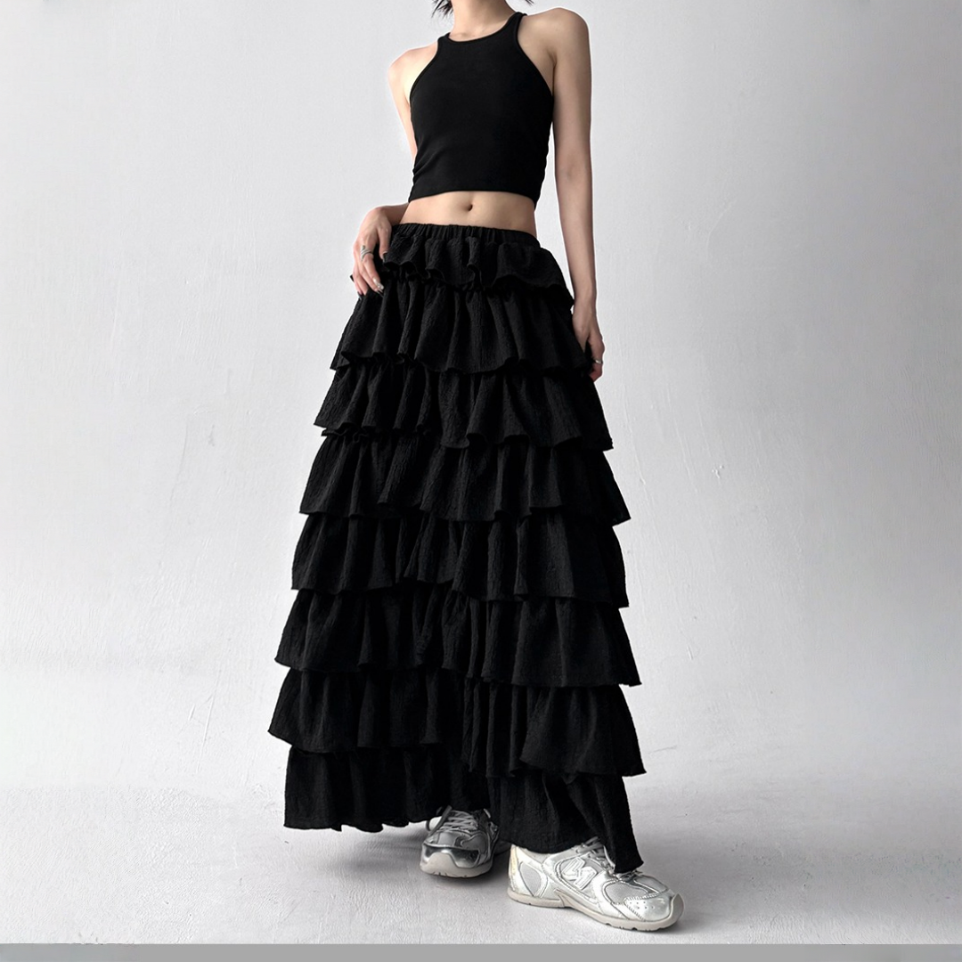 【ボトムス】春 秋 冬 夏 オリジナルデザイン ティアードスカート 【FCシリーズ】