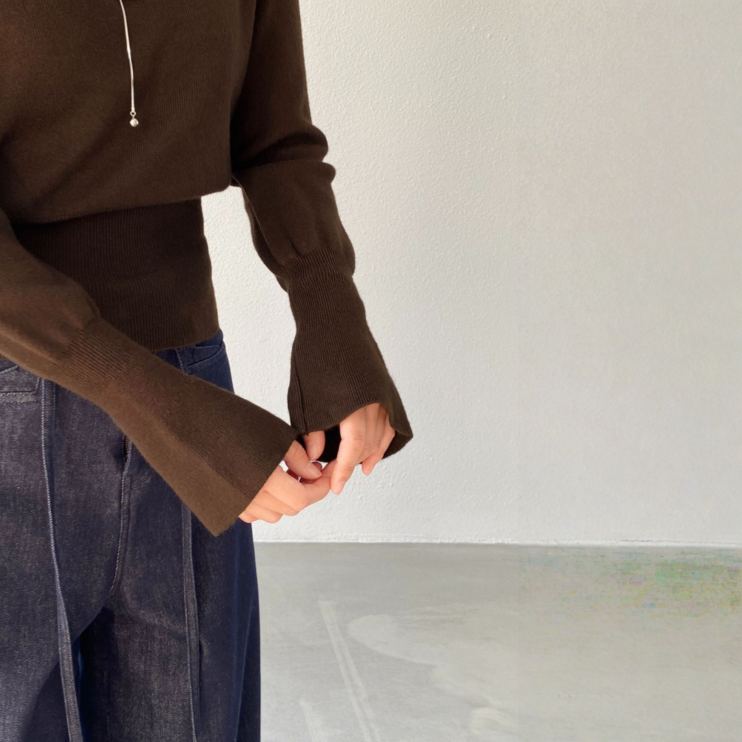 【トップス】ハイネック 春 秋 冬 ウエストマーク 着痩せ効果 ニット セーター 【JZシリーズ】