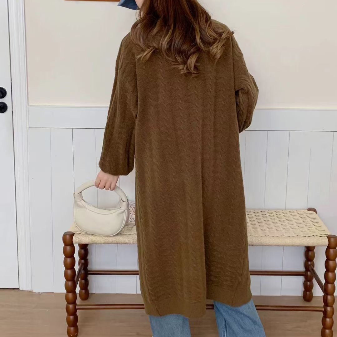 【アウター】韓国風 春秋 合わせやすい ミドル丈 厚手 ニット カーディガン