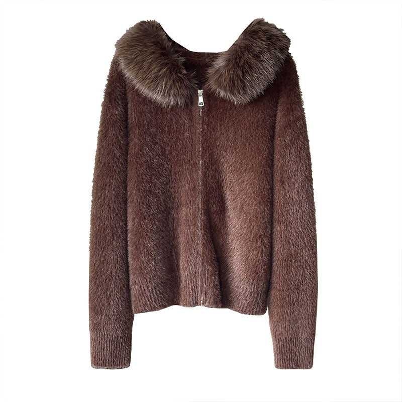 【アウター】春 秋 冬 フード ジップ カーディガン ゆったり 柔らかニット ジャケット 【JZシリーズ】