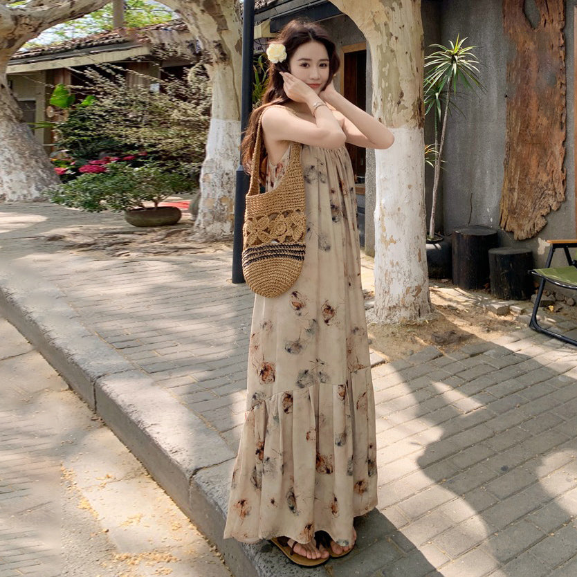 【ワンピース】フレンチエレガンス 夏新作 柔らかい印象 花柄ノースリーブワンピース リゾート気分【SHシリーズ】