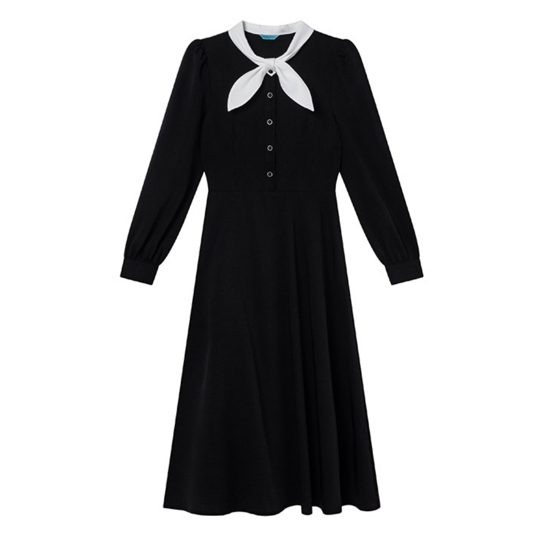 【ワンピース】春 秋 冬 リボンタイ ベロア ロング丈 長袖 ワンピース 【JZシリーズ】