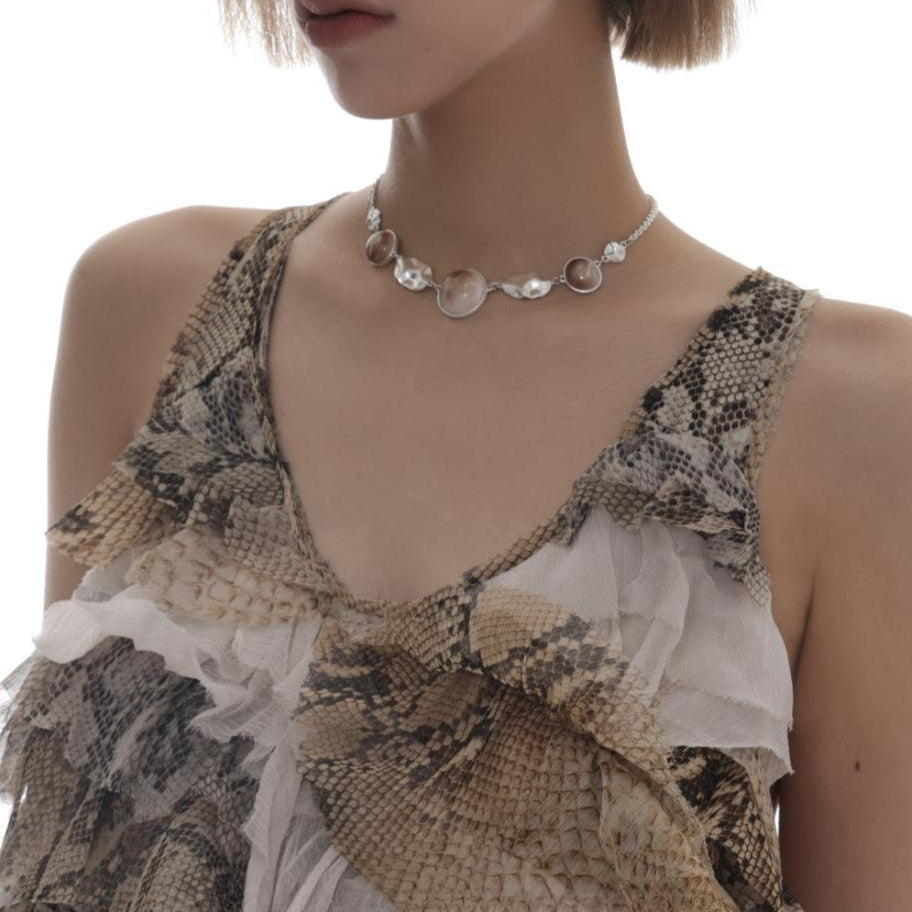 【🎁 B2G1|先行スタート!】【グッズ】レトロ レディース ニッチデザイン クラビチェーン ボタンネックレス