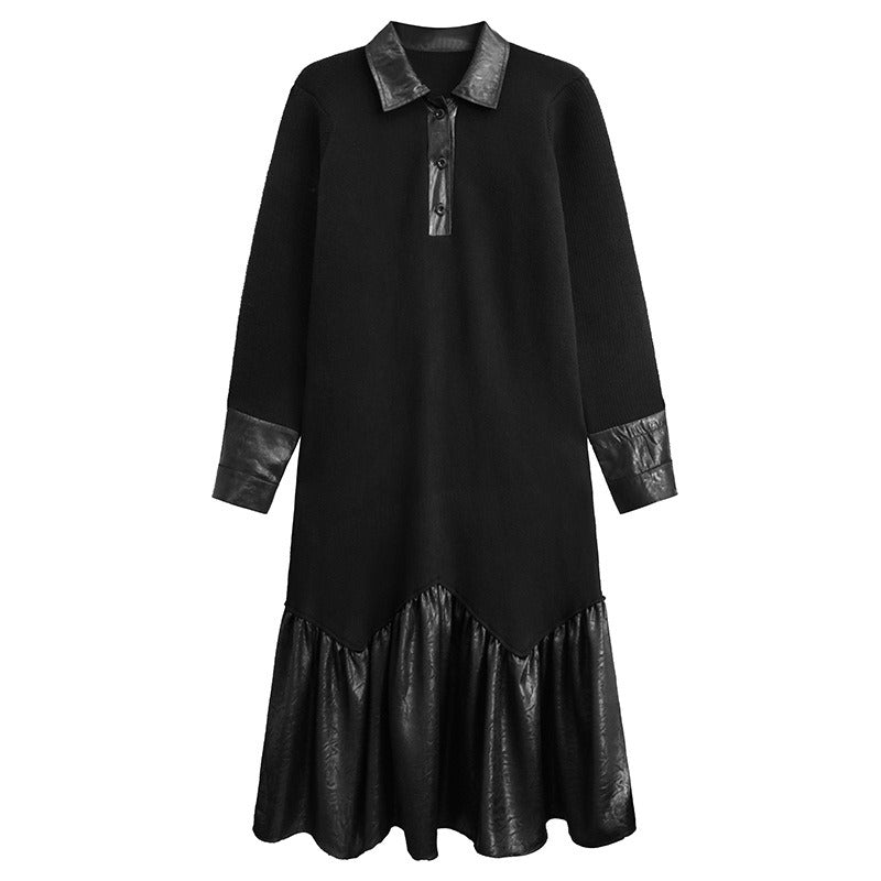 【ワンピース】春秋冬 切り替え ニット ゆるリラックス 長袖 ワンピース 【AHシリーズ】