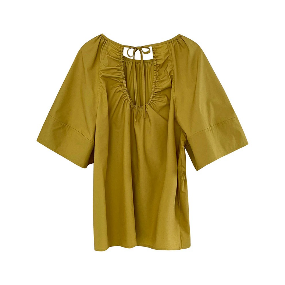 【トップス】透かし彫り シンプル 夏 シャーリング 半袖 シャツ【JZシリーズ】