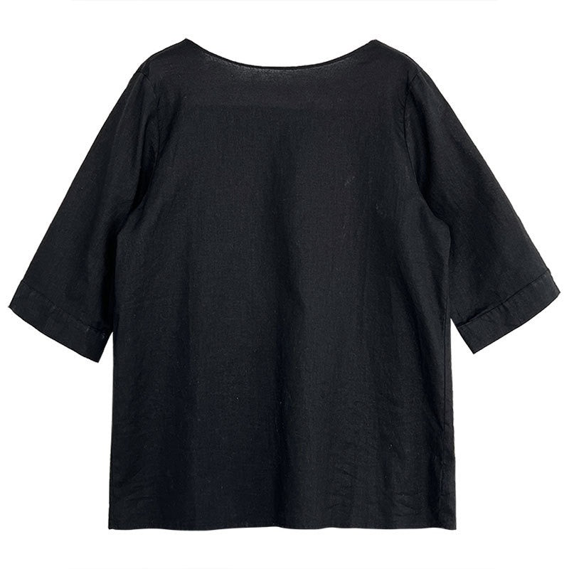 【トップス】夏 オフショルダー 七分袖 綿麻 シャツ 【SNシリーズ】