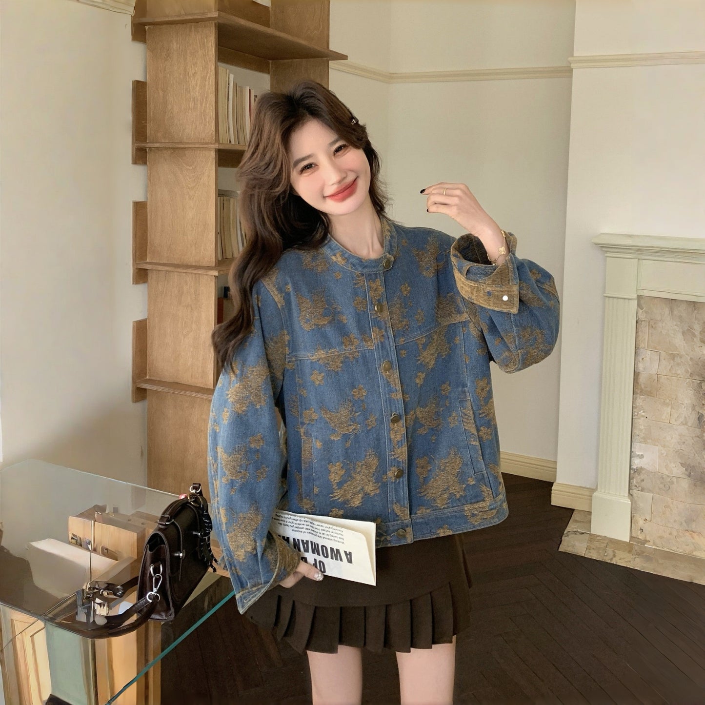 【アウター】高級感 レトロ プリント 合わせやすい 着痩せ 海外トレンド ジャケット【JZシリーズ】【SHシリーズ】