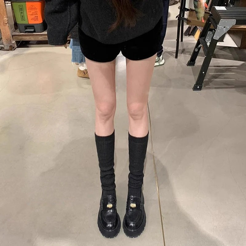 【シューズ】春秋冬 厚底 レトロ シンプル ローファー