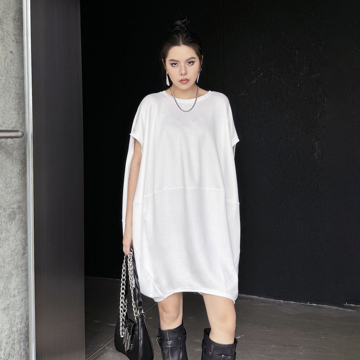 60%OFF⭐️【ワンピース】ヴィンテージ風 バットスリーブ ワンピース レディース 夏 無地 半袖 ロング丈 リラックス感 体型カバー 大人カジュアル【AHシリーズ】