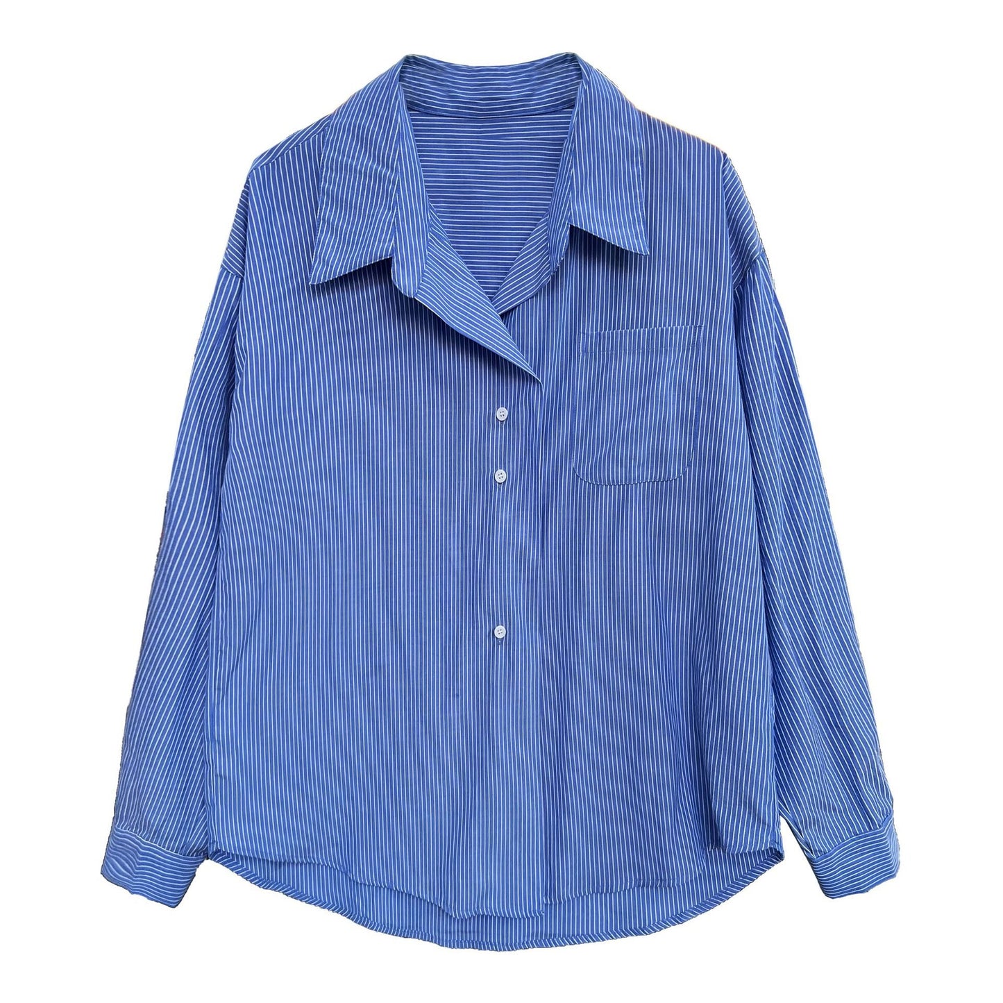 【トップス】春 秋 夏 ルーズ ストライプ ドロップショルダー シャツ 【JZシリーズ】