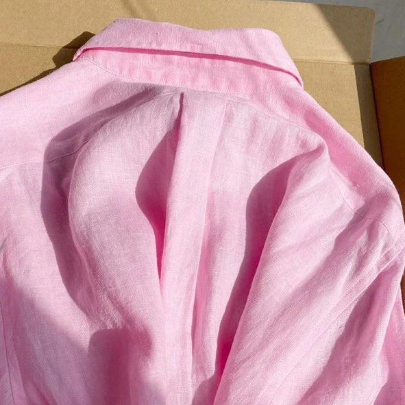 【トップス】春夏 今年も人気 ラミー ルーズ カジュアル 長袖 シャツ