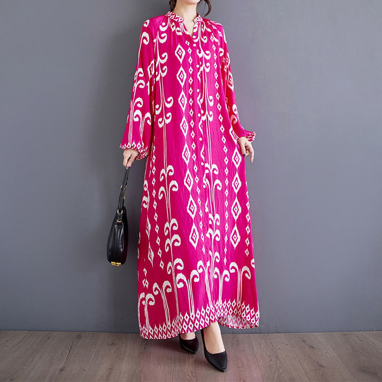 【ワンピース】ゆったり 文芸風 ファッション プリント切替 立襟 カジュアル 長袖ワンピース
レディース ロング丈【SHシリーズ】