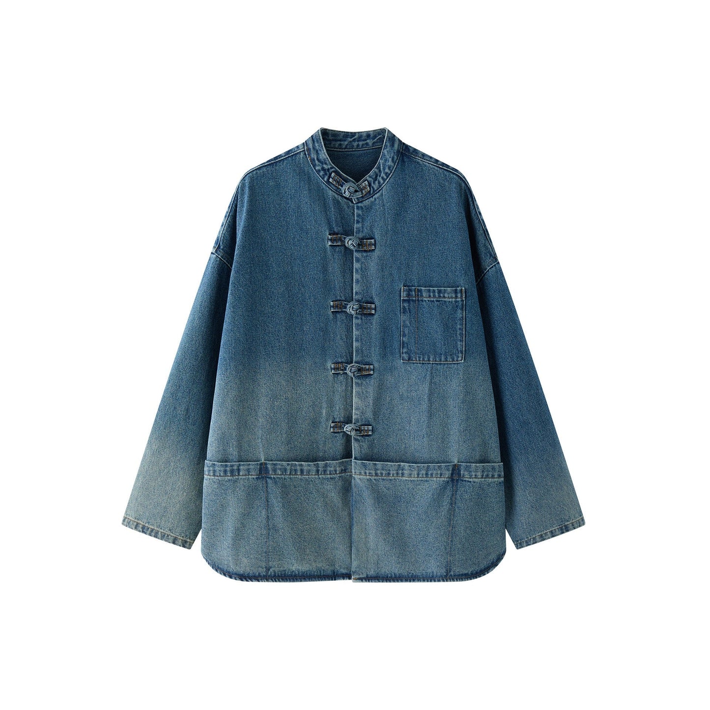 【アウター】レトロ ヴィンテージ加工 ビッグ 春秋 ポケット ゆるリラックス デニム ジャケット【SNシリーズ】