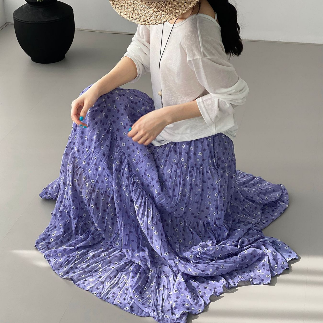 【ボトムス】モネガーデン風 小花柄 ナチュラル フレッシュ スカート 【SHシリーズ】