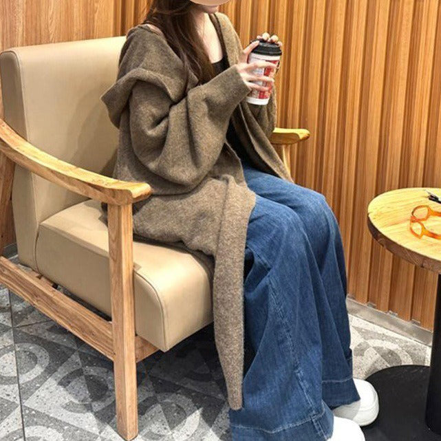 【アウター】秋冬レディース 韓国風 フード付き長袖 ニットカーディガン