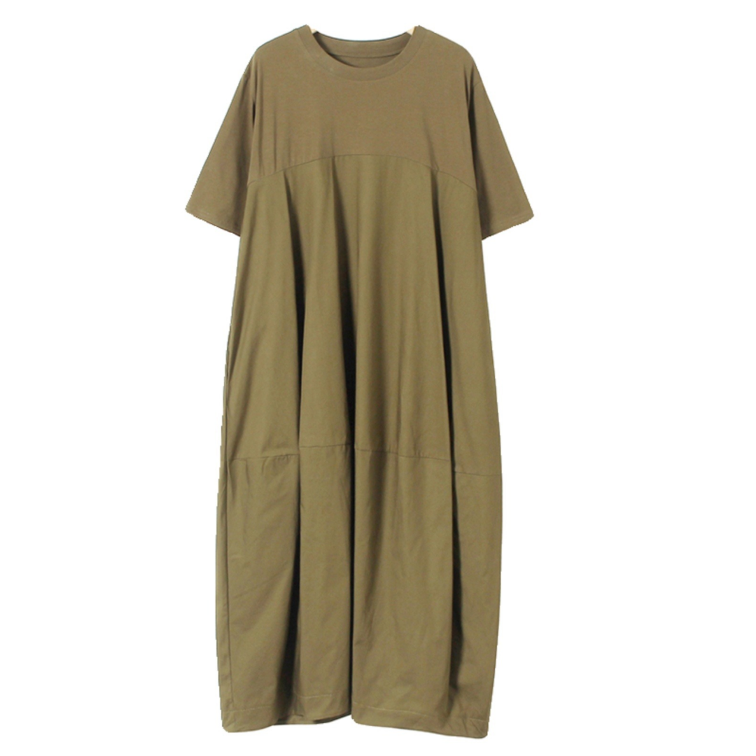 【ワンピース】夏 切り替え ラウンドネック バルーンスカート 半袖 ワンピース 【JZシリーズ】