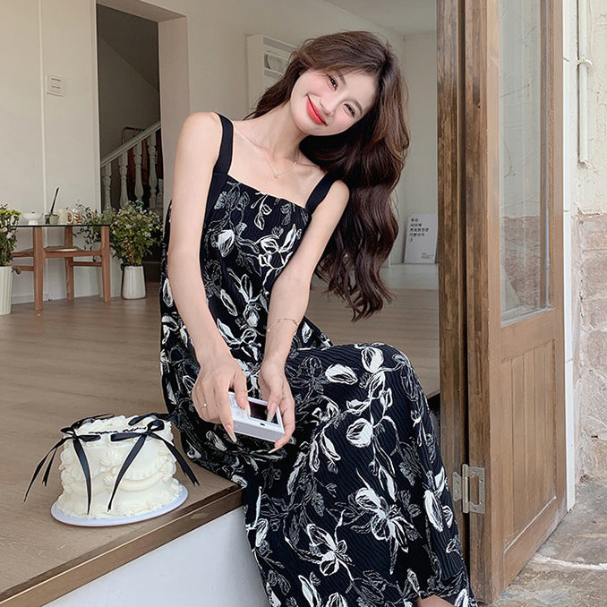 2点セット!【セットアップ】着回し力◎Tシャツ+花柄ノースリーブワンピースセット 甘めナチュラル 初恋風コーデ【SHシリーズ】