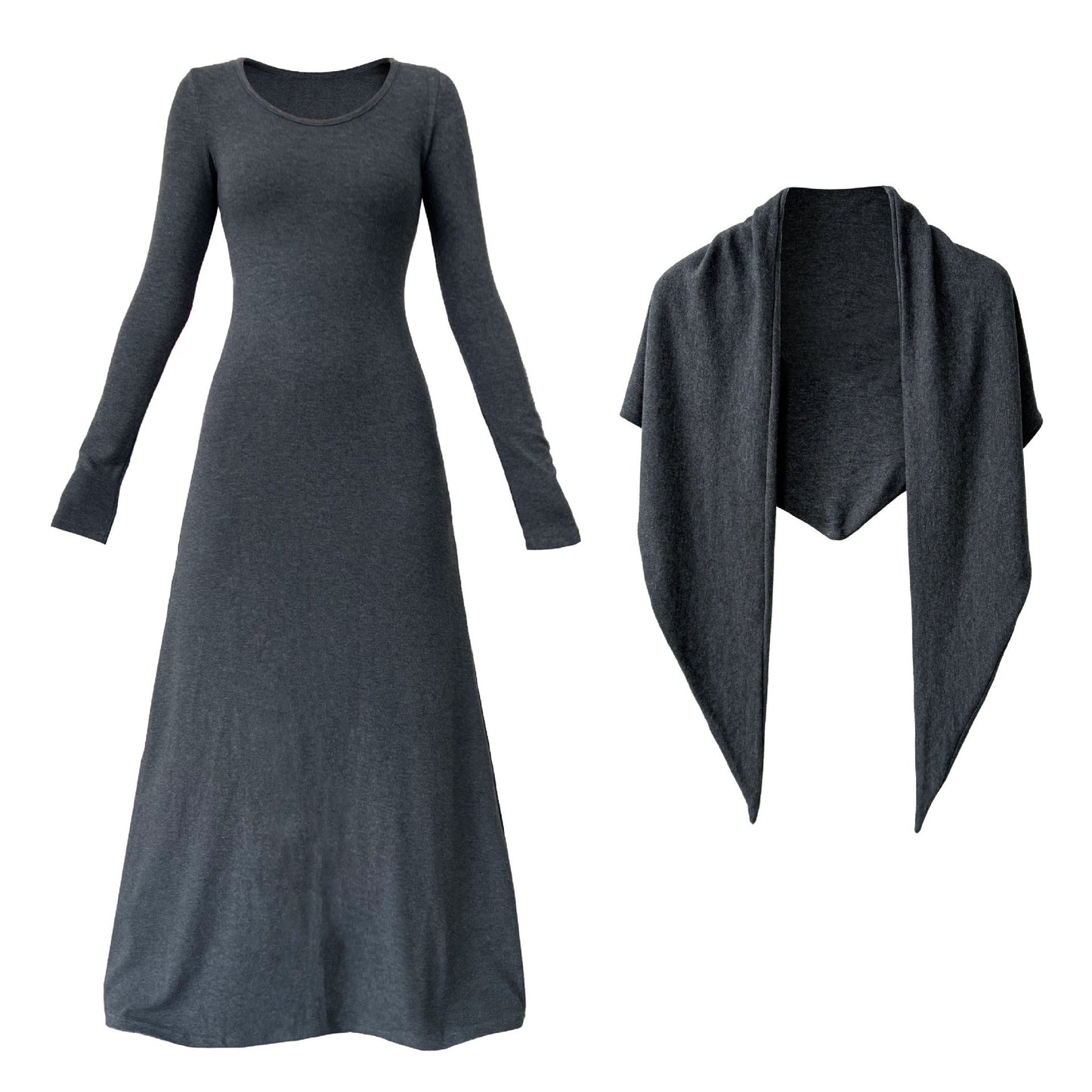 【ワンピース】春 秋 冬ラウンドネック ニット ショール付き 長袖 ワンピース 【JZシリーズ】