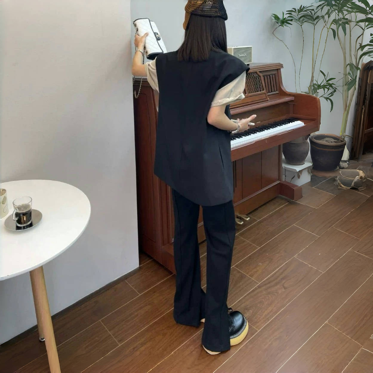 【トップス】ゆるリラックス夏 ボタン付き ベスト