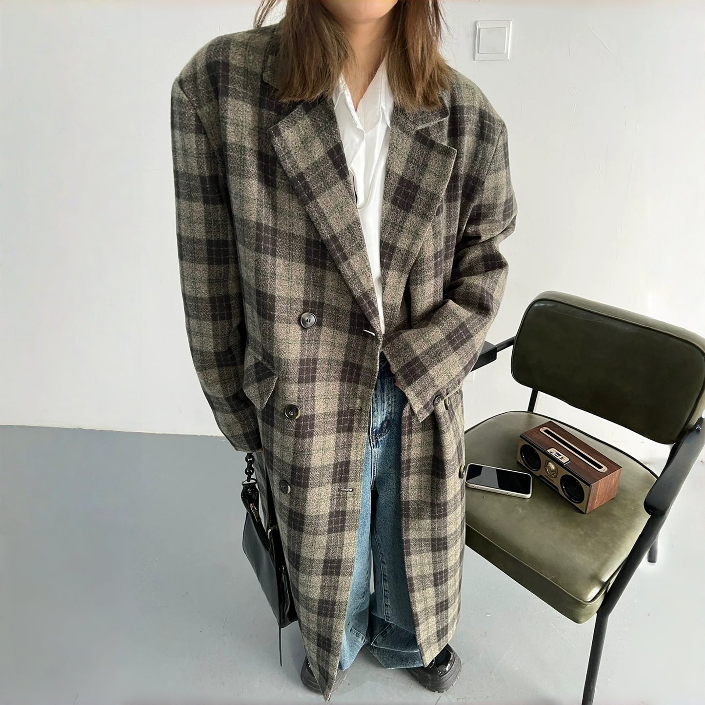 【アウター】高級感 合わせやすい 韓国系 新作 チェック コート【FCシリーズ】