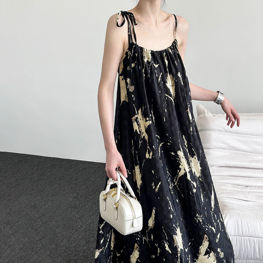 【ワンピース】夏 韓国風 花柄 レトロ ゆったり ドレープ ノースリーブ ワンピース【JZシリーズ】【SHシリーズ】