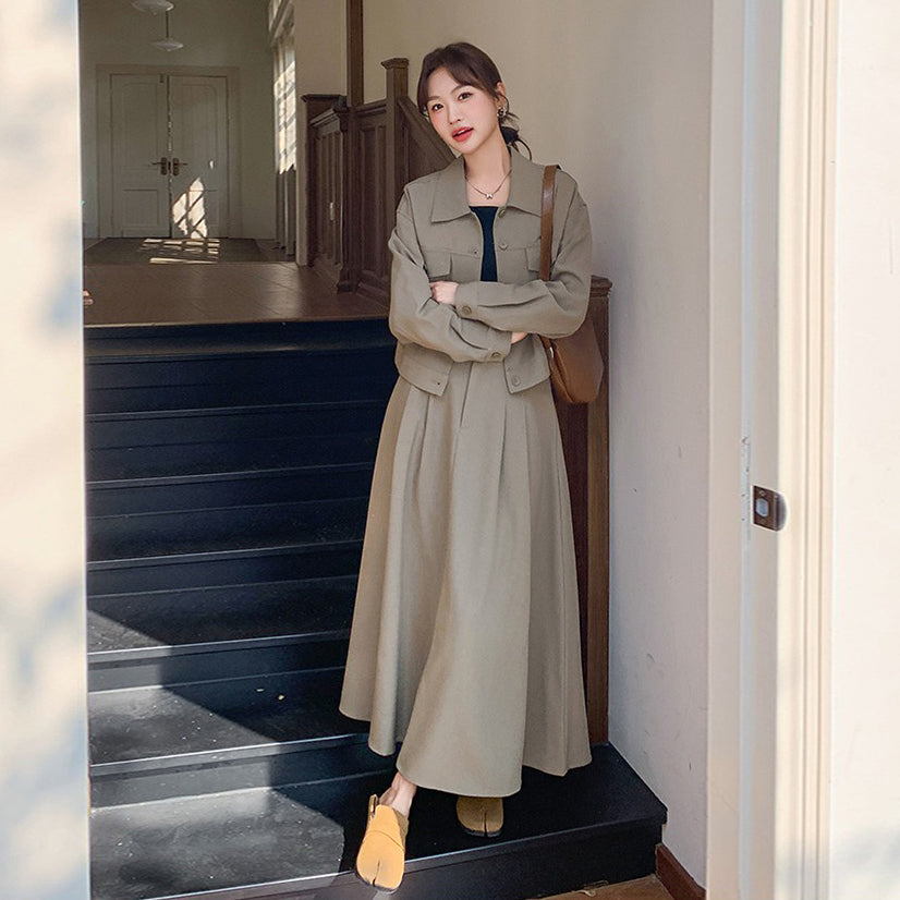 2点セット!【セットアップ】韓国風 超可愛い カジュアル ワークスタイル 高級感 気質 ジャケット+スカート 上下セット【JZシリーズ】