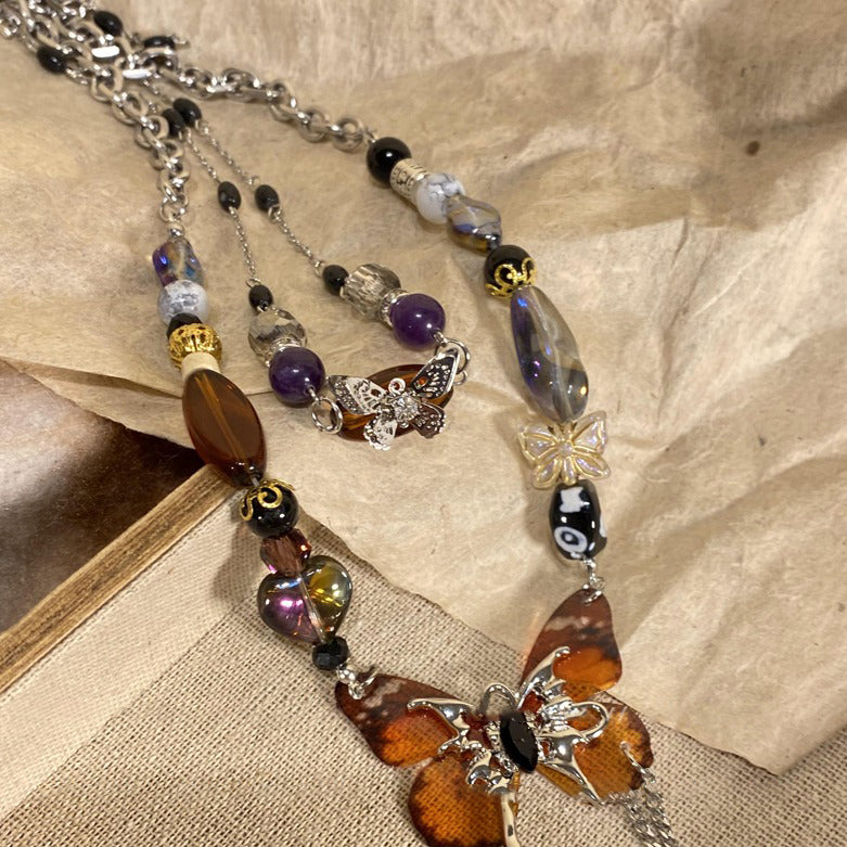 【🎁 B2G1|先行スタート!】【グッズ】新中華風 バタフライ 二重ネックレス レディース 個性派 高級感 民族風 チョーカー 鎖骨チェーン