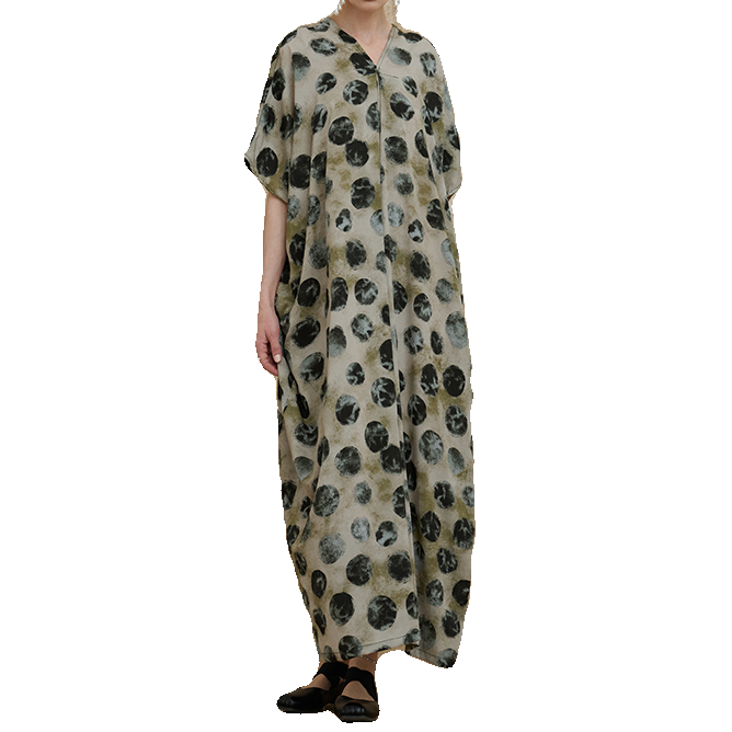 【ワンピース】ヴィンテージ風 ゆったり 大きめサイズ ロング丈 細見え 上品 半袖 ワンピース【SHシリーズ】