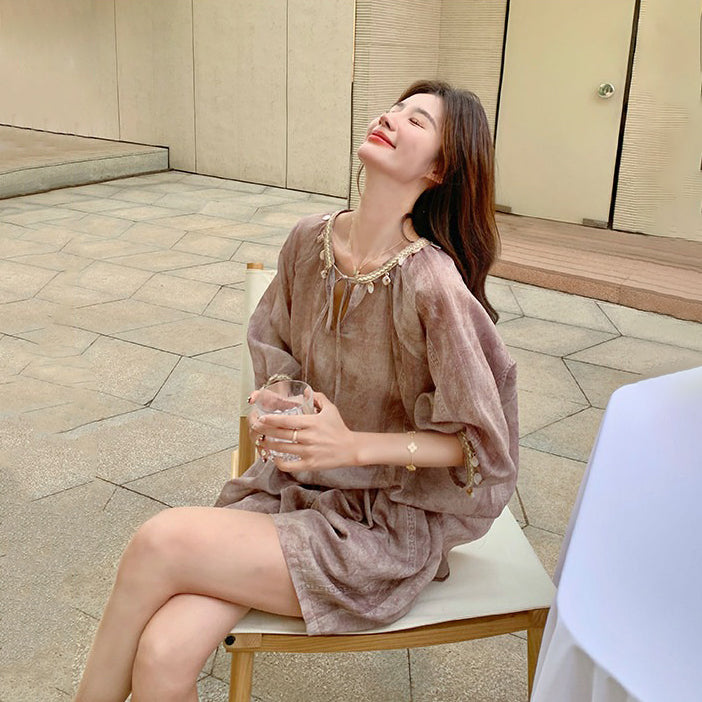 2点セット!【セットアップ】韓国風 半袖トップス×ショートパンツ ゆったり きれいめカジュアル【SHシリーズ】