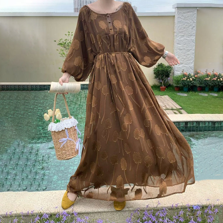 【ワンピース】5カラー 柔らかい雰囲気 2WAY 着痩せ効果 おしゃれな長袖ワンピース