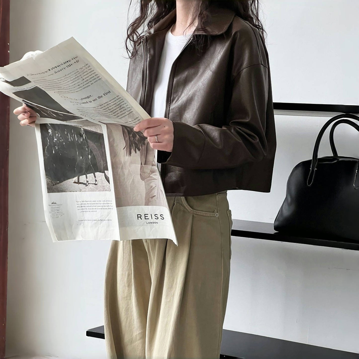 【アウター】ストリート 高級感 春秋 折り襟 PU ジャケット【SNシリーズ】