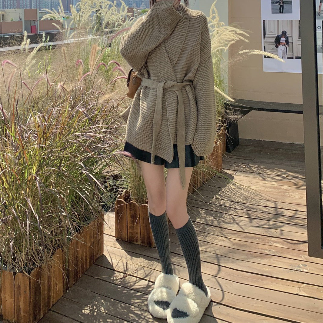 【アウター】春秋 大きいサイズ 高級感 Vネック ニット カーディガン