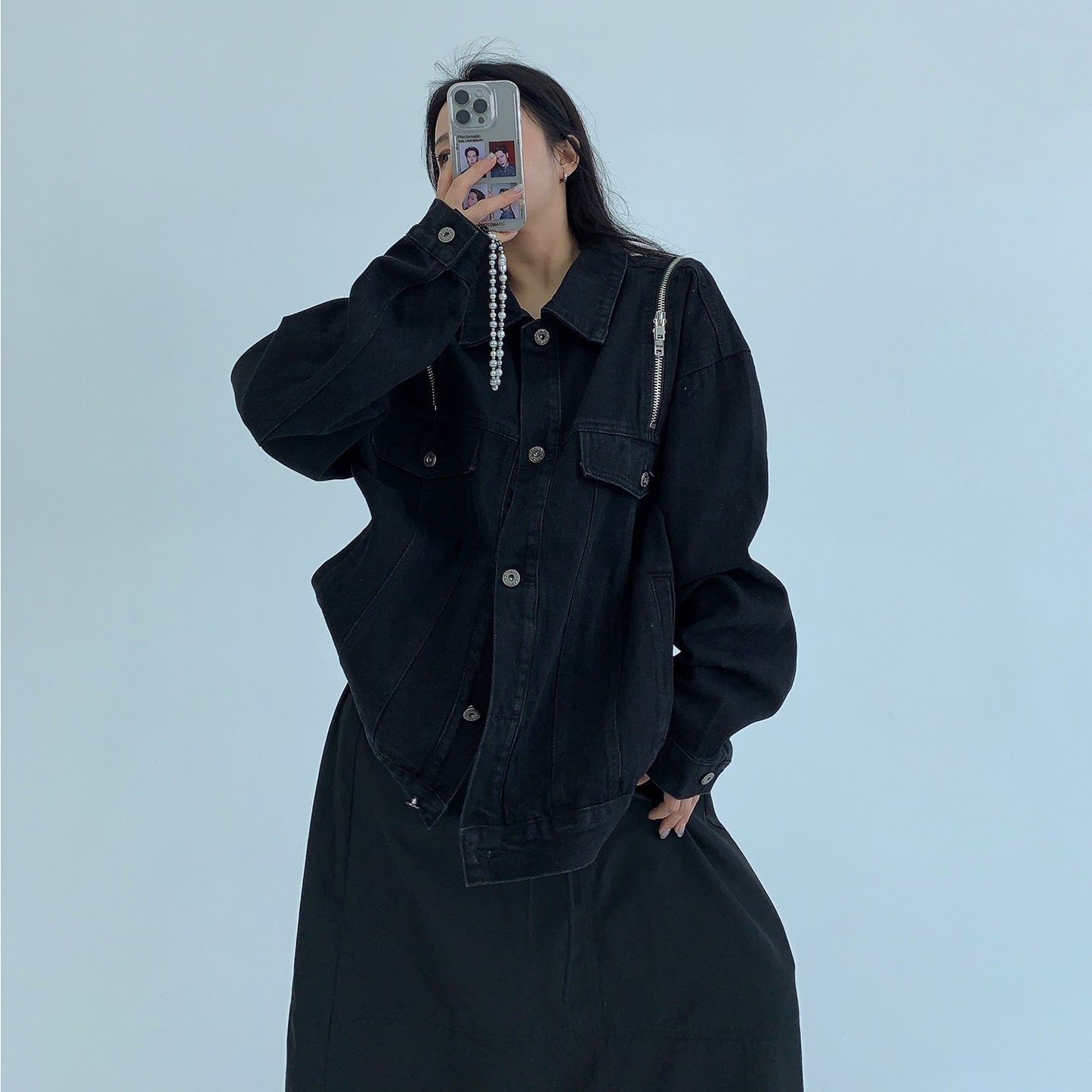 【アウター】ヴィンテージ加工 ファスナー付き デニム ジャケット 【FCシリーズ】