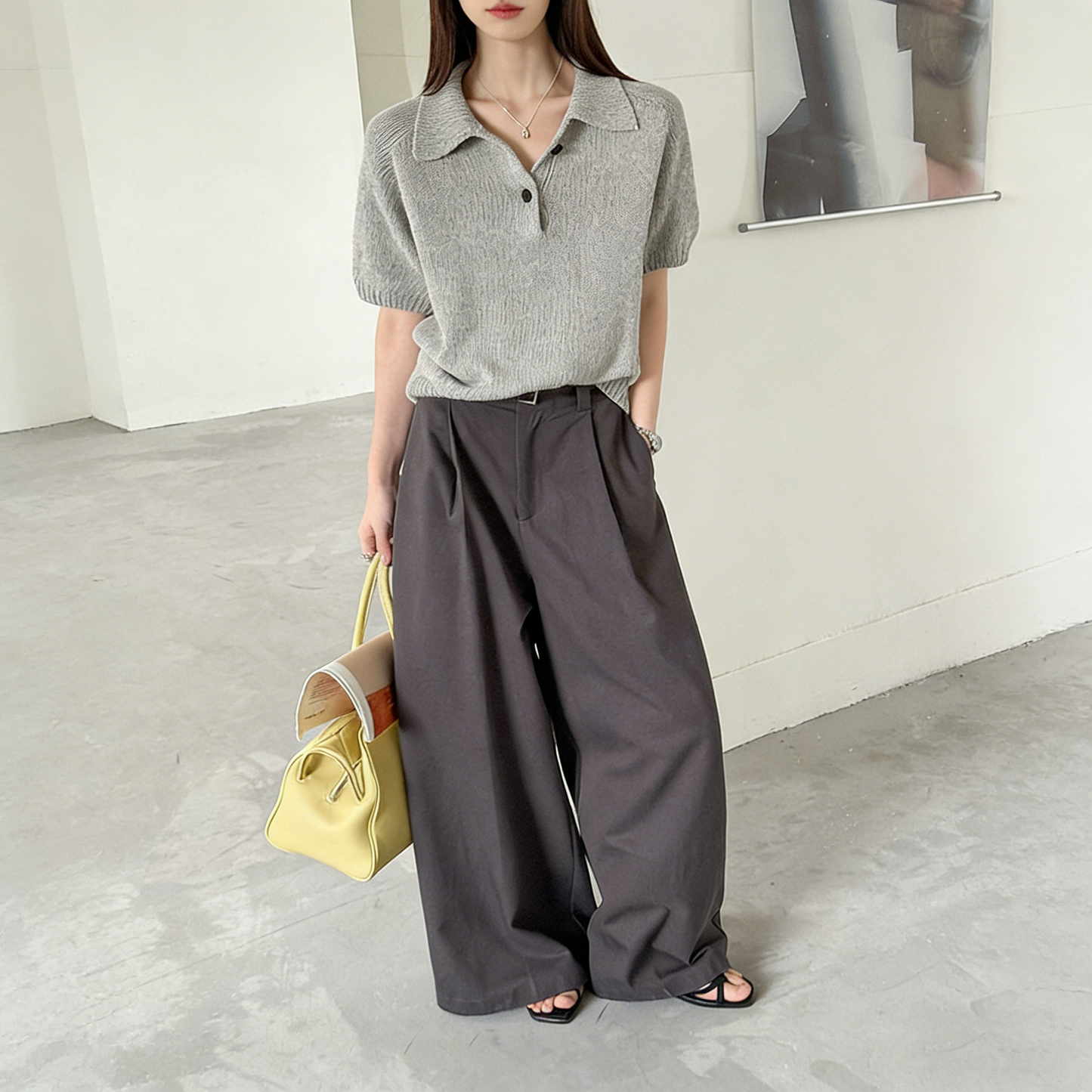 【ボトムス】ワイドストレートパンツ レディース 春新作 ハイウエスト ゆったり 体型カバー カジュアル レトロ風【JZシリーズ】