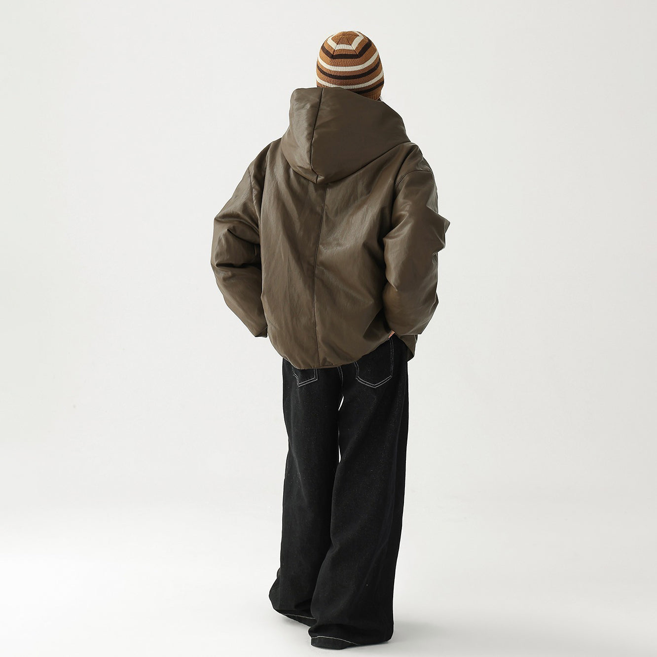 【アウター】 バイカー風レトロ フード付き 🔥 ルーズ中綿ジャケット 厚手 綿入れコート【FCシリーズ】【15~20日発送】