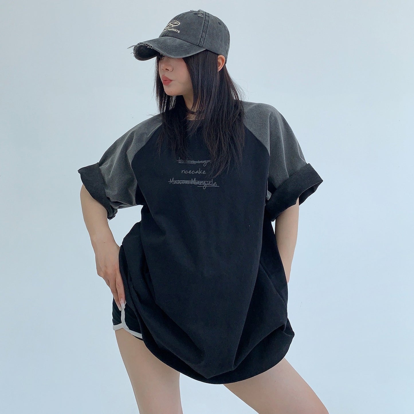 【トップス】夏 アメリカンレトロ ラグランスリーブ 配色切り替え 半袖 Tシャツ 【FCシリーズ】