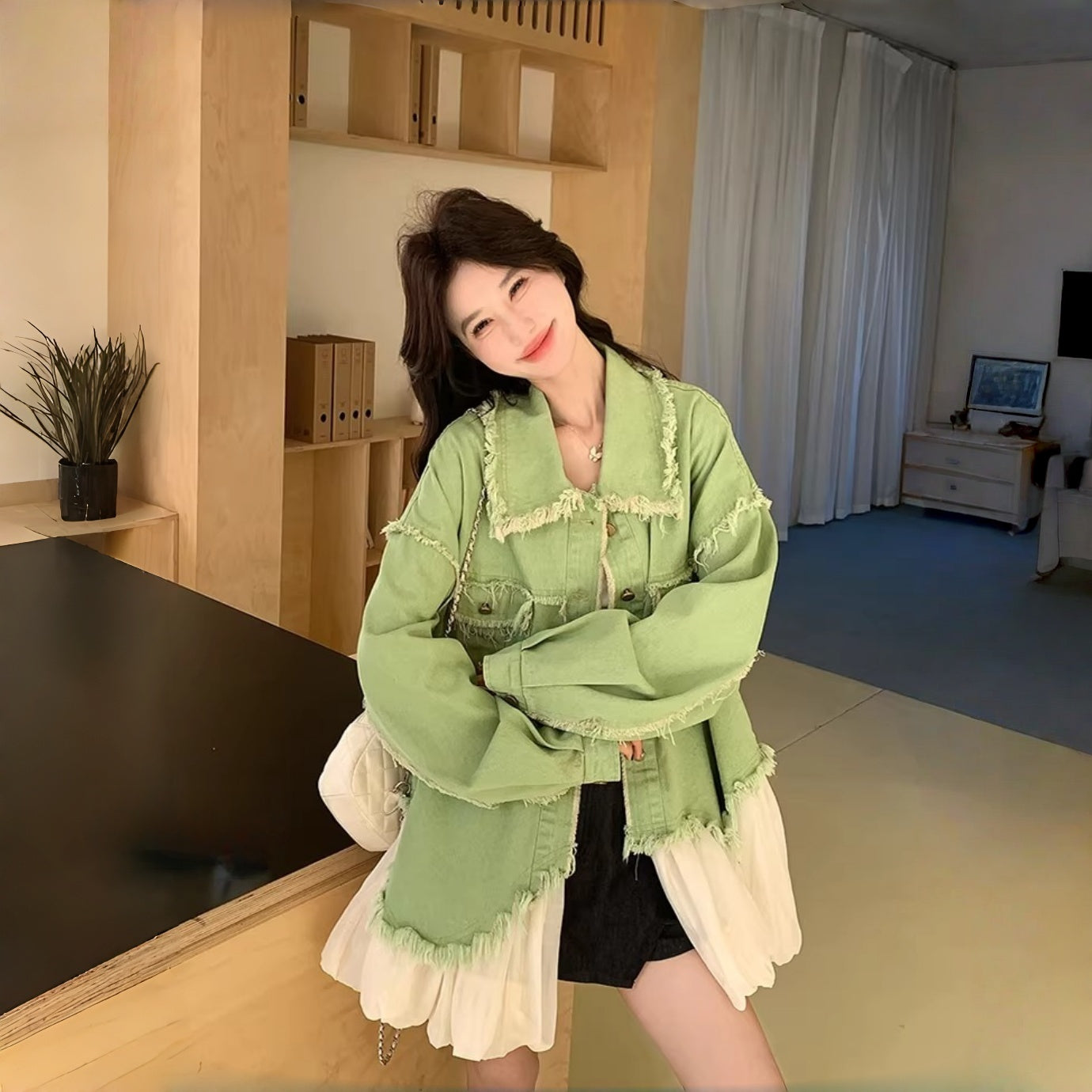 【アウター】上品 合わせやすい チュール ミックス ファッション ジャケット【JZシリーズ】