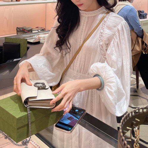 【ワンピース】春秋夏 優しい パフスリーブ 高級 長袖ワンピース